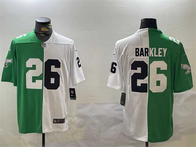 Mens Philadelphia Eagles #26 Saquon Barkley Green White Split Vapor Untouchable Limited Stitched Football Jersey